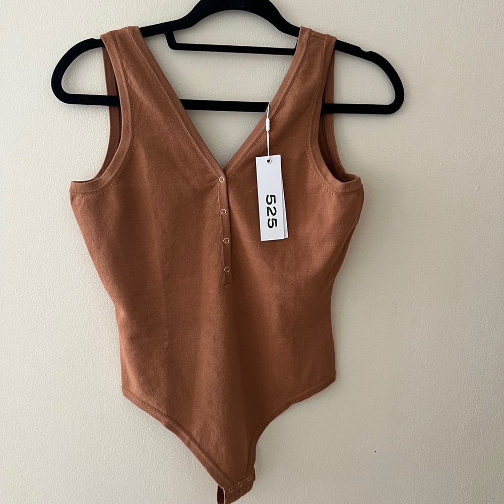 525 America Brown Button Bodysuit